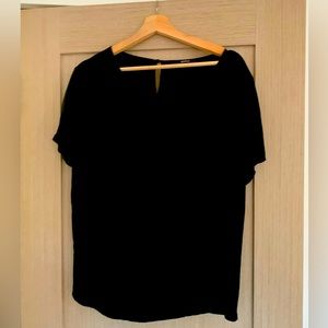 Quince Washable Stretch Silk Short Sleeve Blouse in XL